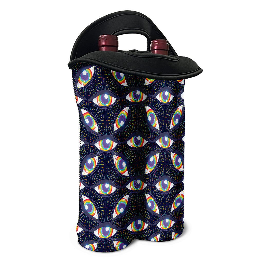 LGBT Pride Rainbow Eyes Pattern Print Double Neoprene Wine Tote