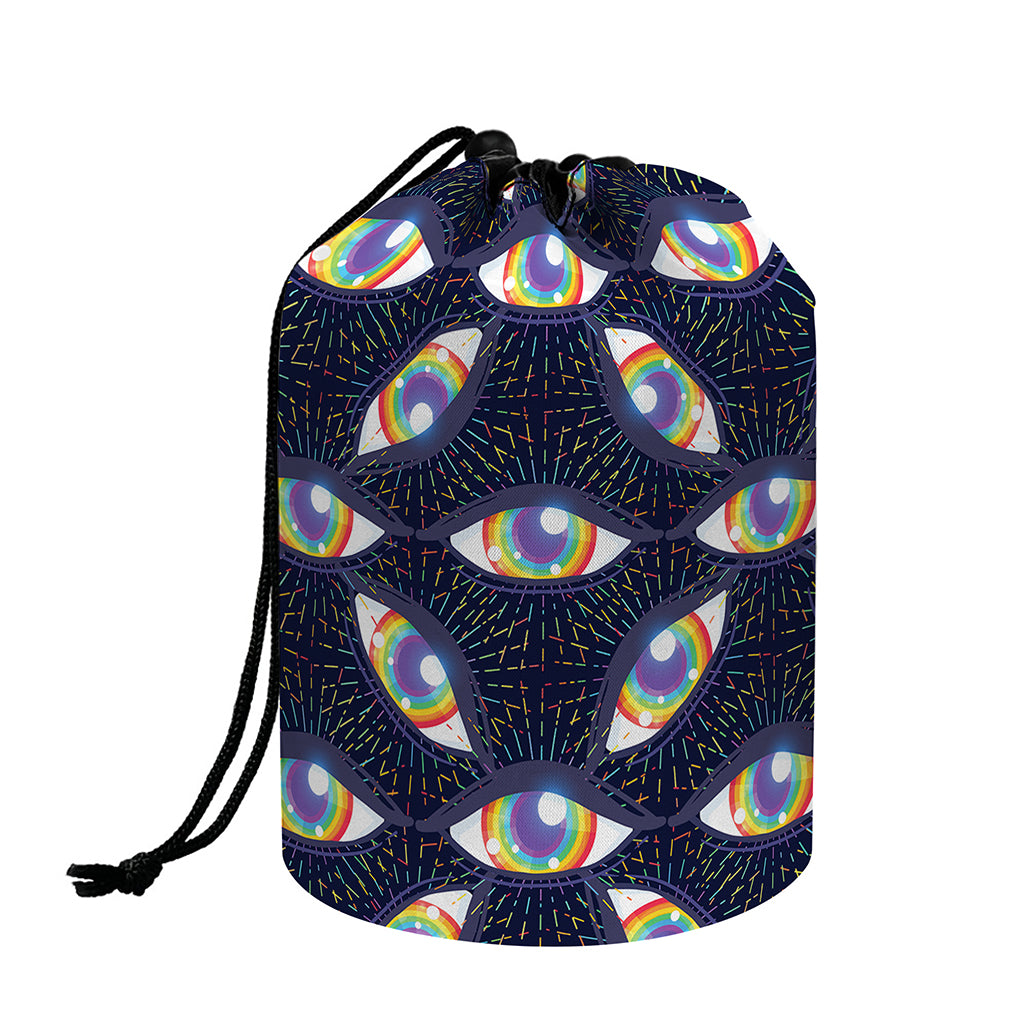 LGBT Pride Rainbow Eyes Pattern Print Drawstring Makeup Bag