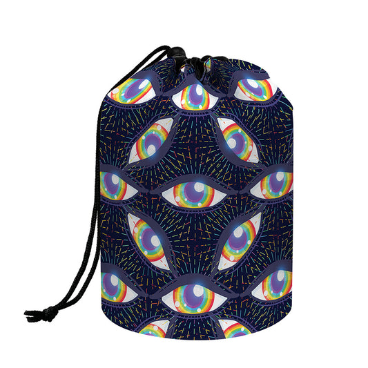 LGBT Pride Rainbow Eyes Pattern Print Drawstring Makeup Bag