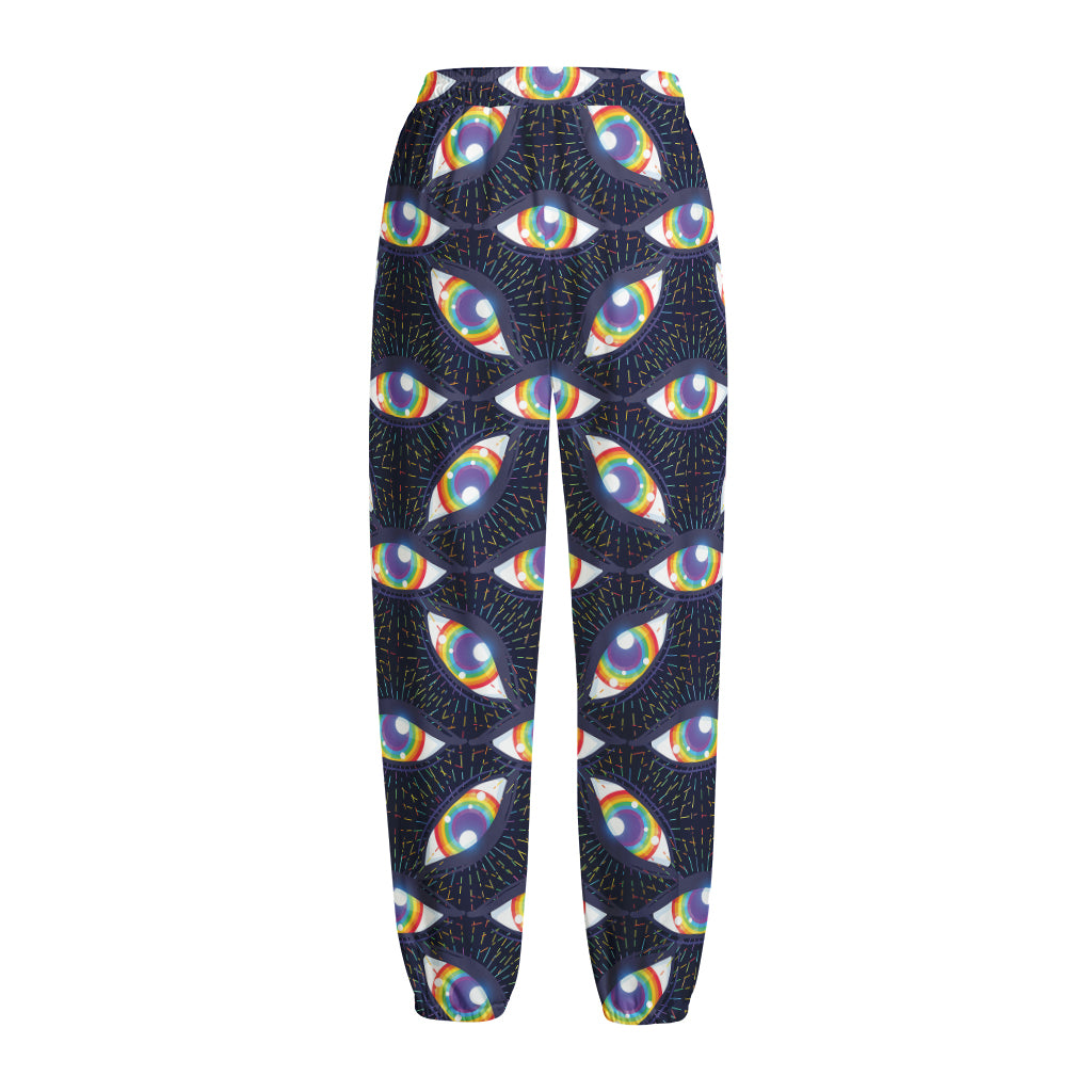 LGBT Pride Rainbow Eyes Pattern Print Fleece Lined Knit Pants