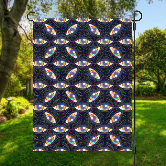 LGBT Pride Rainbow Eyes Pattern Print Garden Flag