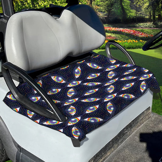 LGBT Pride Rainbow Eyes Pattern Print Golf Cart Seat Cover
