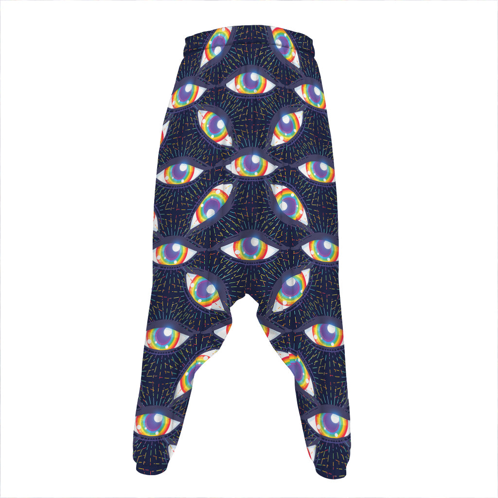 LGBT Pride Rainbow Eyes Pattern Print Hammer Pants