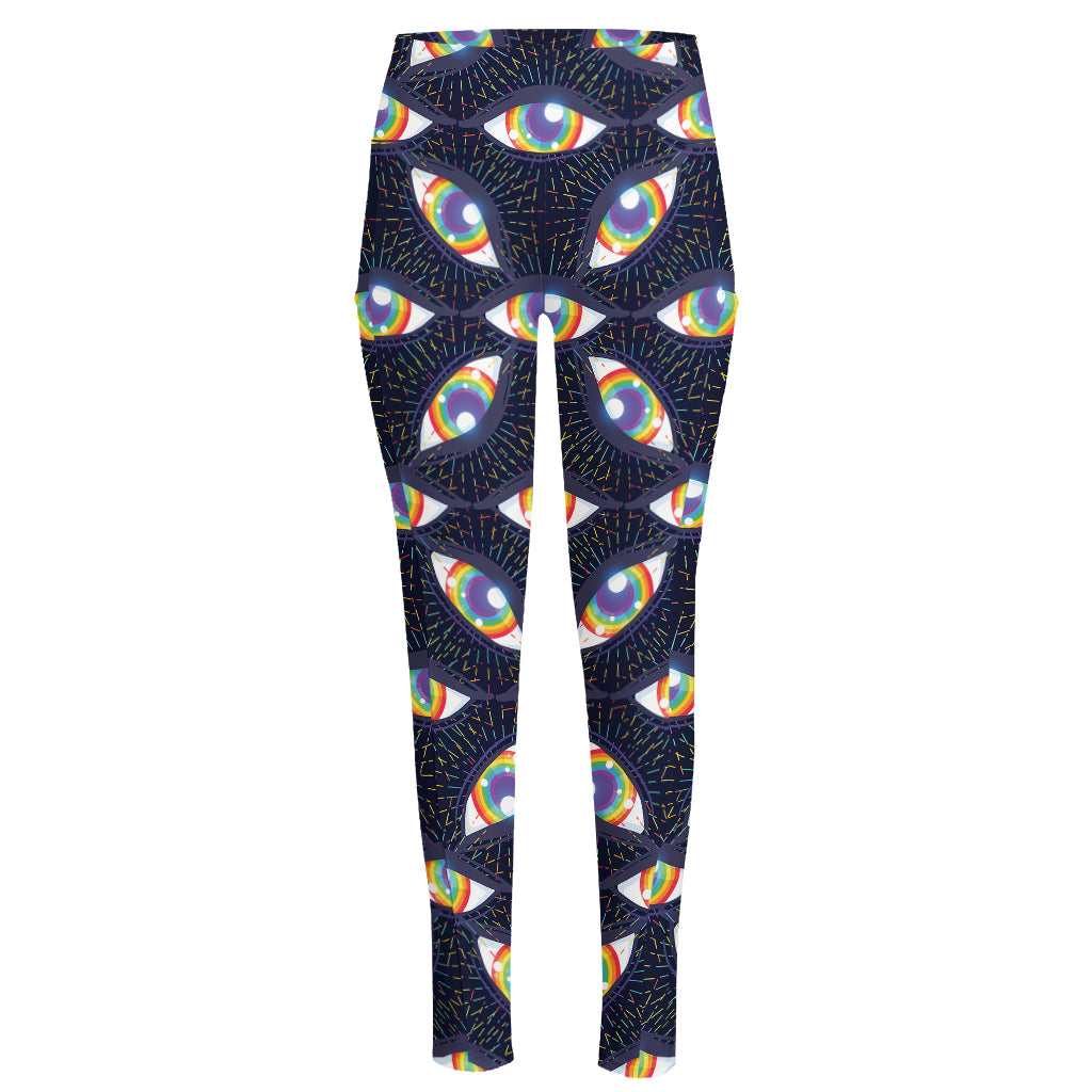 LGBT Pride Rainbow Eyes Pattern Print High-Waisted Pocket Leggings
