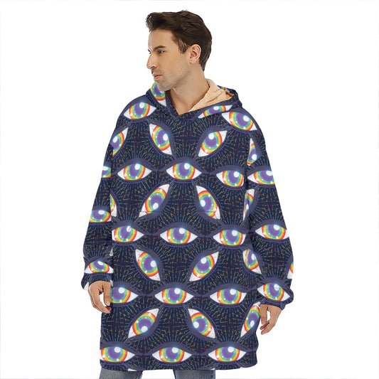 LGBT Pride Rainbow Eyes Pattern Print Hoodie Blanket