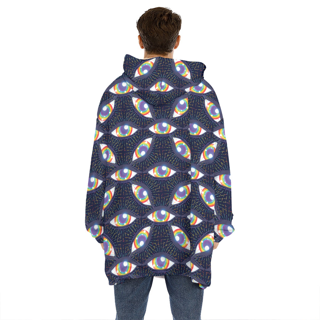 LGBT Pride Rainbow Eyes Pattern Print Hoodie Blanket