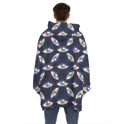 LGBT Pride Rainbow Eyes Pattern Print Hoodie Blanket