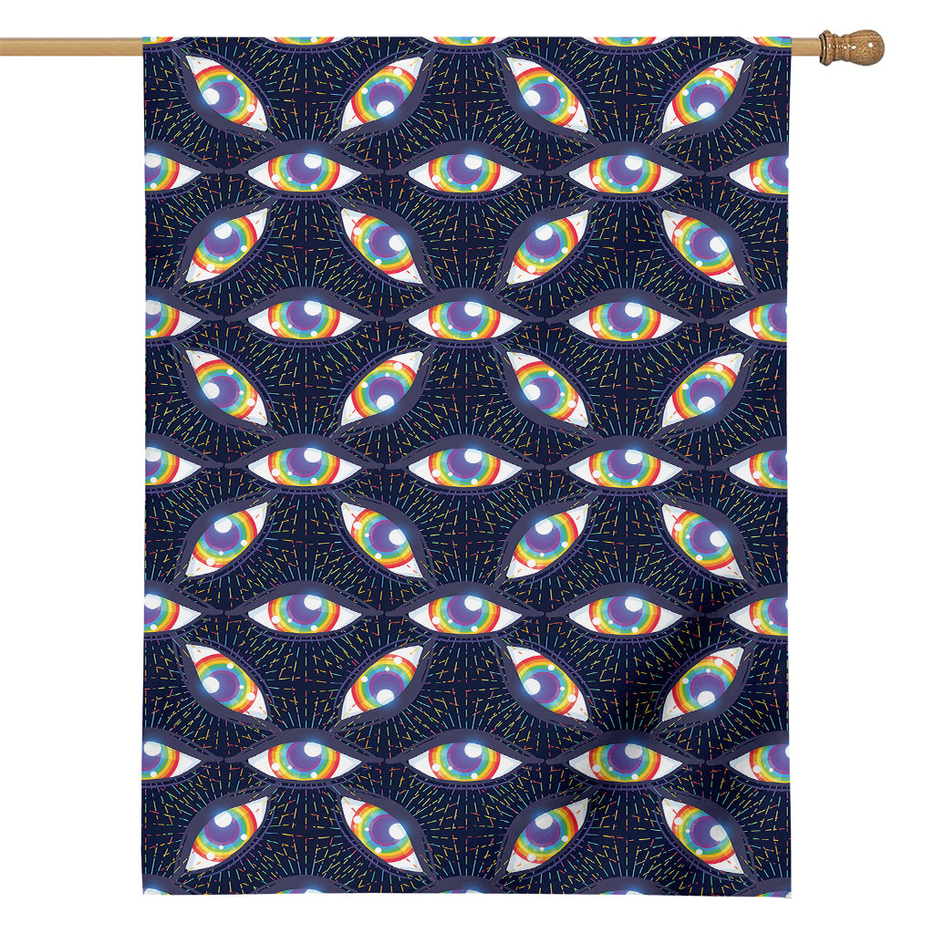 LGBT Pride Rainbow Eyes Pattern Print House Flag