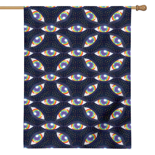 LGBT Pride Rainbow Eyes Pattern Print House Flag