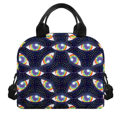 LGBT Pride Rainbow Eyes Pattern Print Insulated Lunch Bag