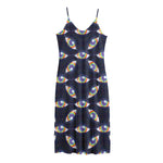 LGBT Pride Rainbow Eyes Pattern Print Jersey Midi Cami Dress