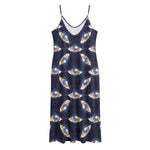 LGBT Pride Rainbow Eyes Pattern Print Jersey Midi Cami Dress