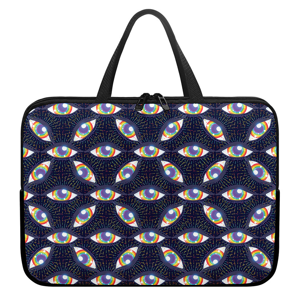 LGBT Pride Rainbow Eyes Pattern Print Laptop Sleeve With Handle