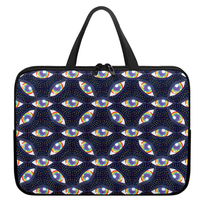 LGBT Pride Rainbow Eyes Pattern Print Laptop Sleeve With Handle