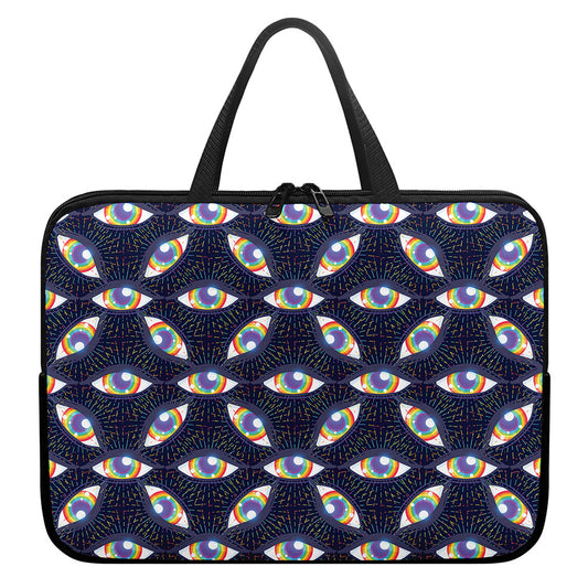 LGBT Pride Rainbow Eyes Pattern Print Laptop Sleeve With Handle