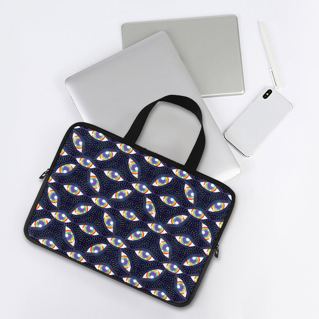LGBT Pride Rainbow Eyes Pattern Print Laptop Sleeve With Handle
