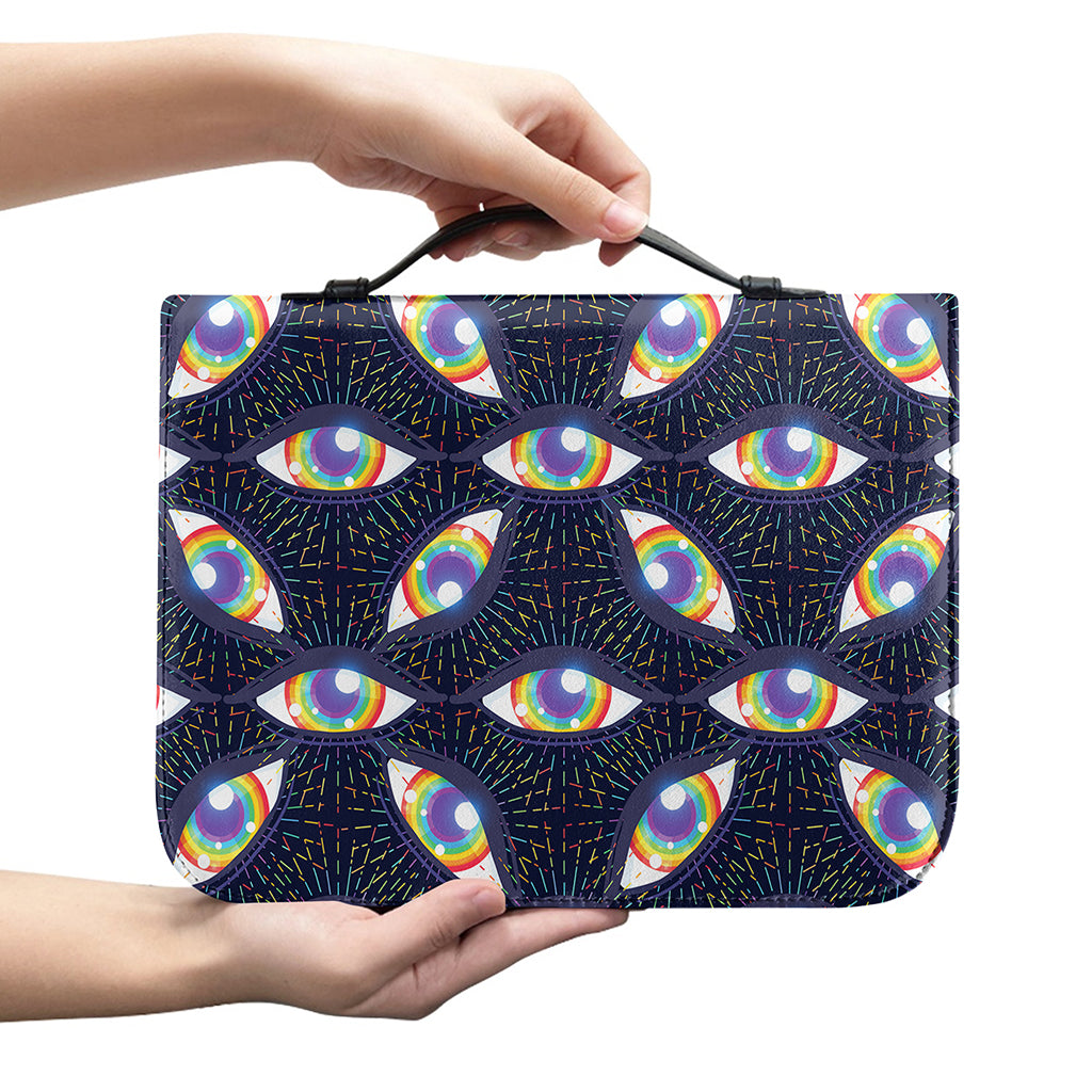 LGBT Pride Rainbow Eyes Pattern Print Leather Bible Cover