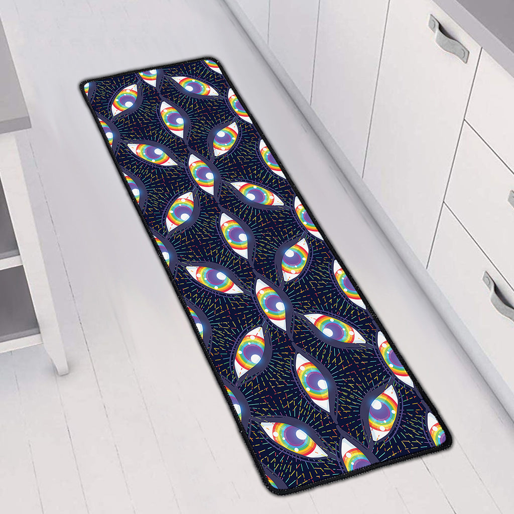 LGBT Pride Rainbow Eyes Pattern Print Long Kitchen Mat