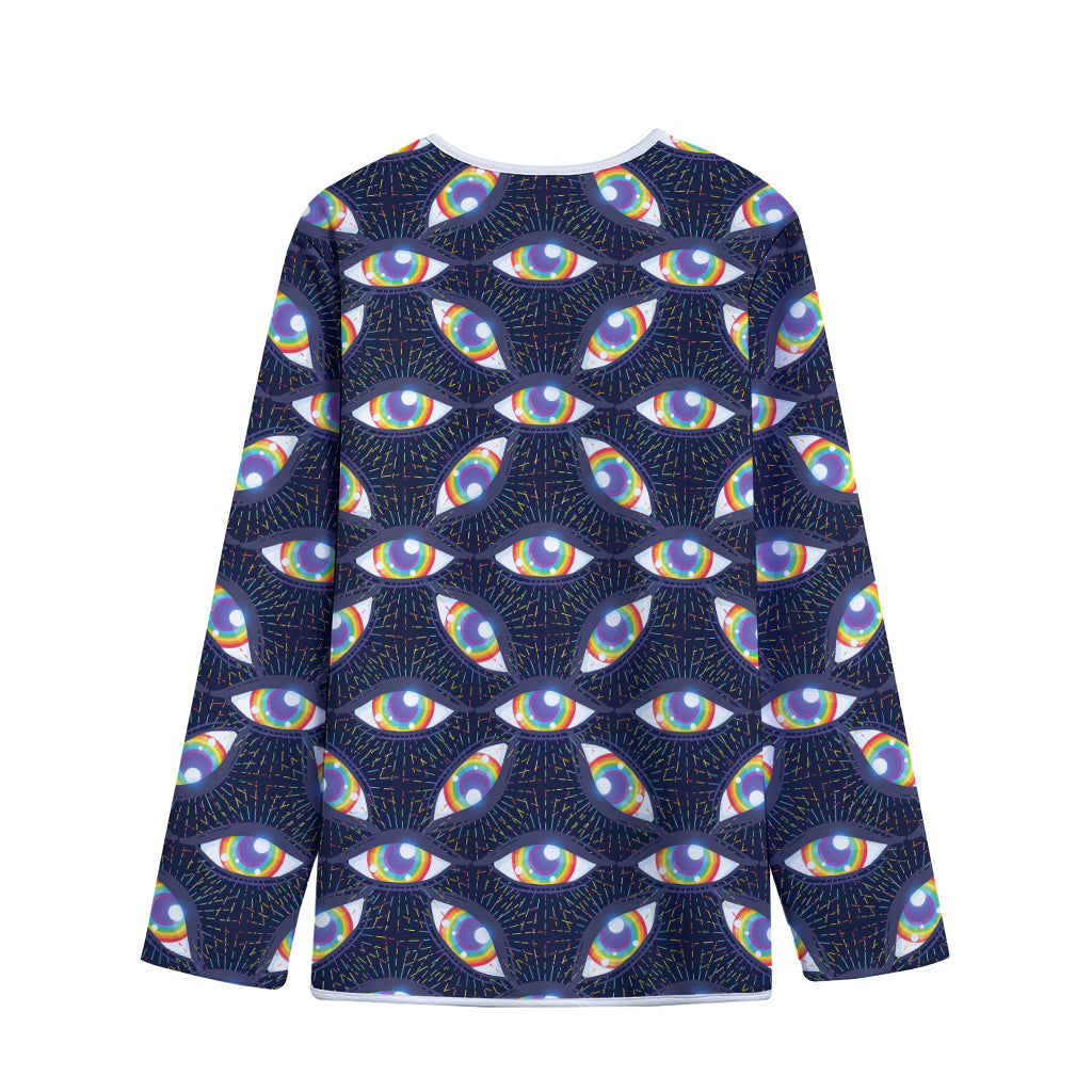 LGBT Pride Rainbow Eyes Pattern Print Long Sleeve Short Coat
