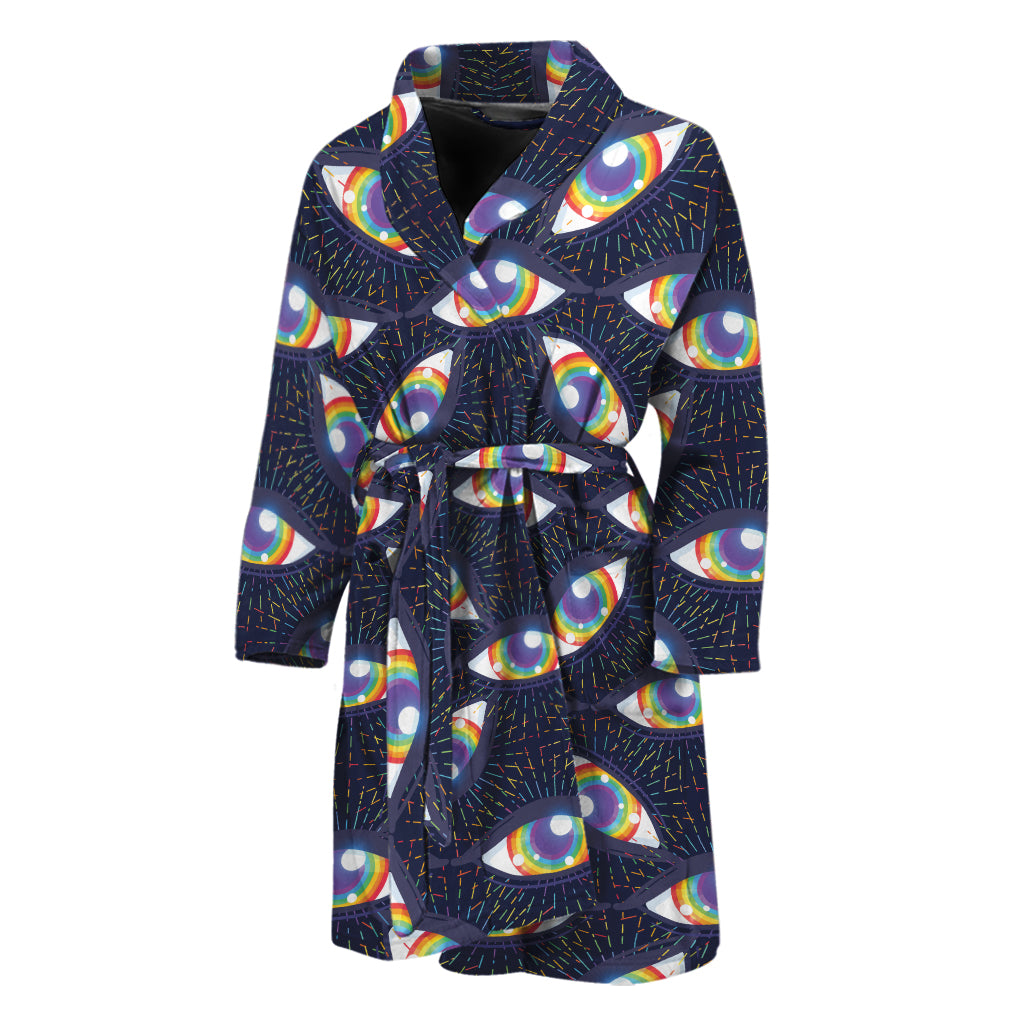 LGBT Pride Rainbow Eyes Pattern Print Men's Bathrobe