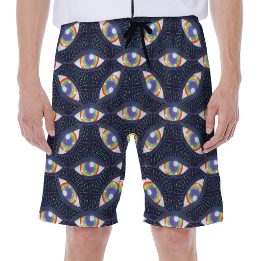 LGBT Pride Rainbow Eyes Pattern Print Men's Beach Shorts