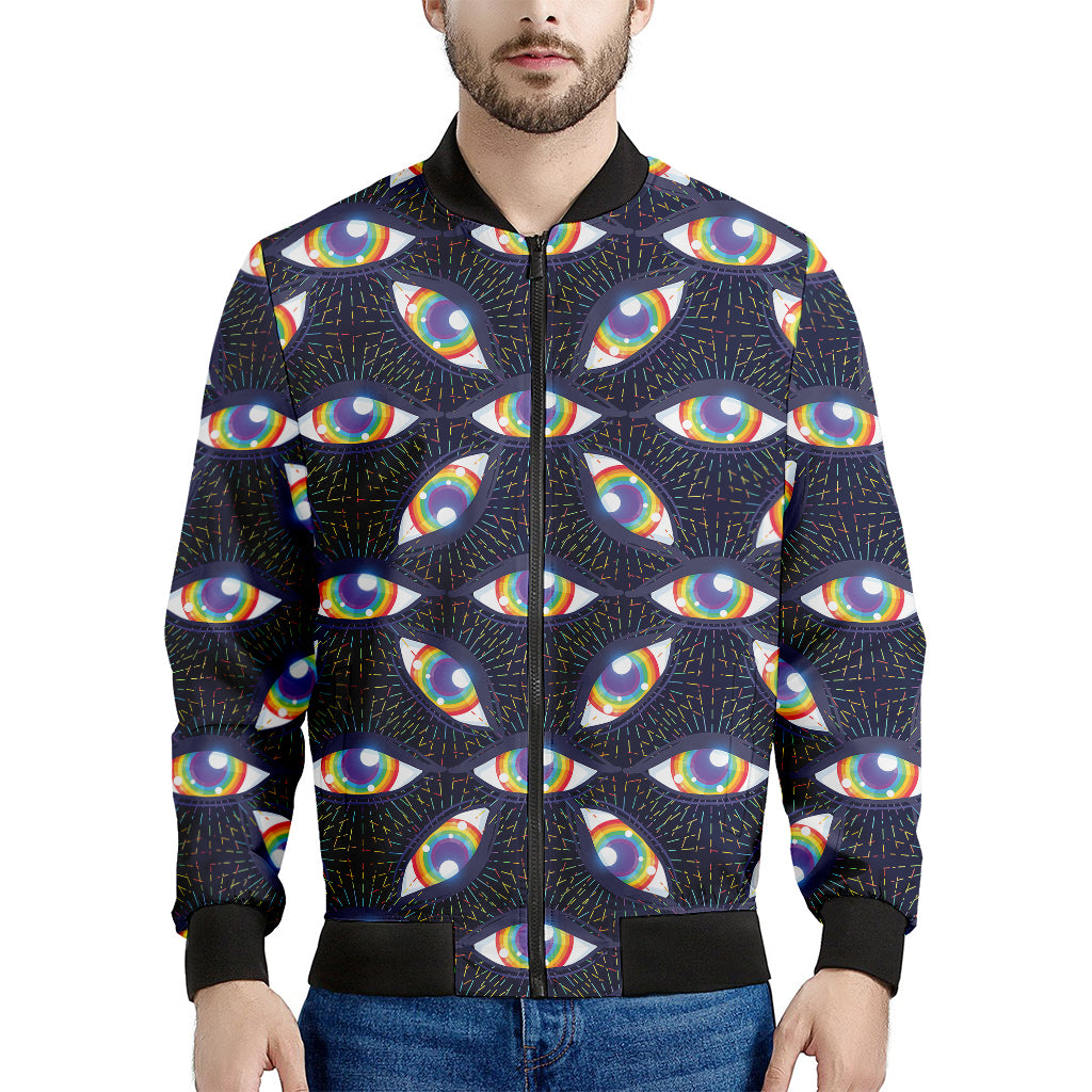 LGBT Pride Rainbow Eyes Pattern Print Men's Bomber Jacket