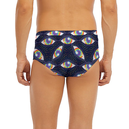 LGBT Pride Rainbow Eyes Pattern Print Men's Briefs