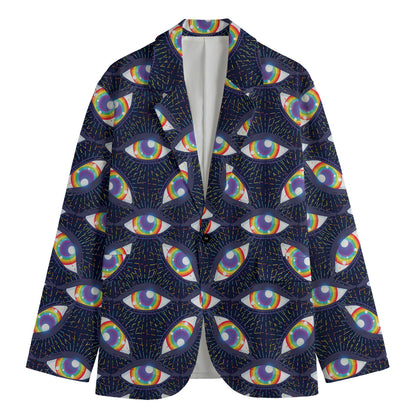 LGBT Pride Rainbow Eyes Pattern Print Men's Cotton Blazer