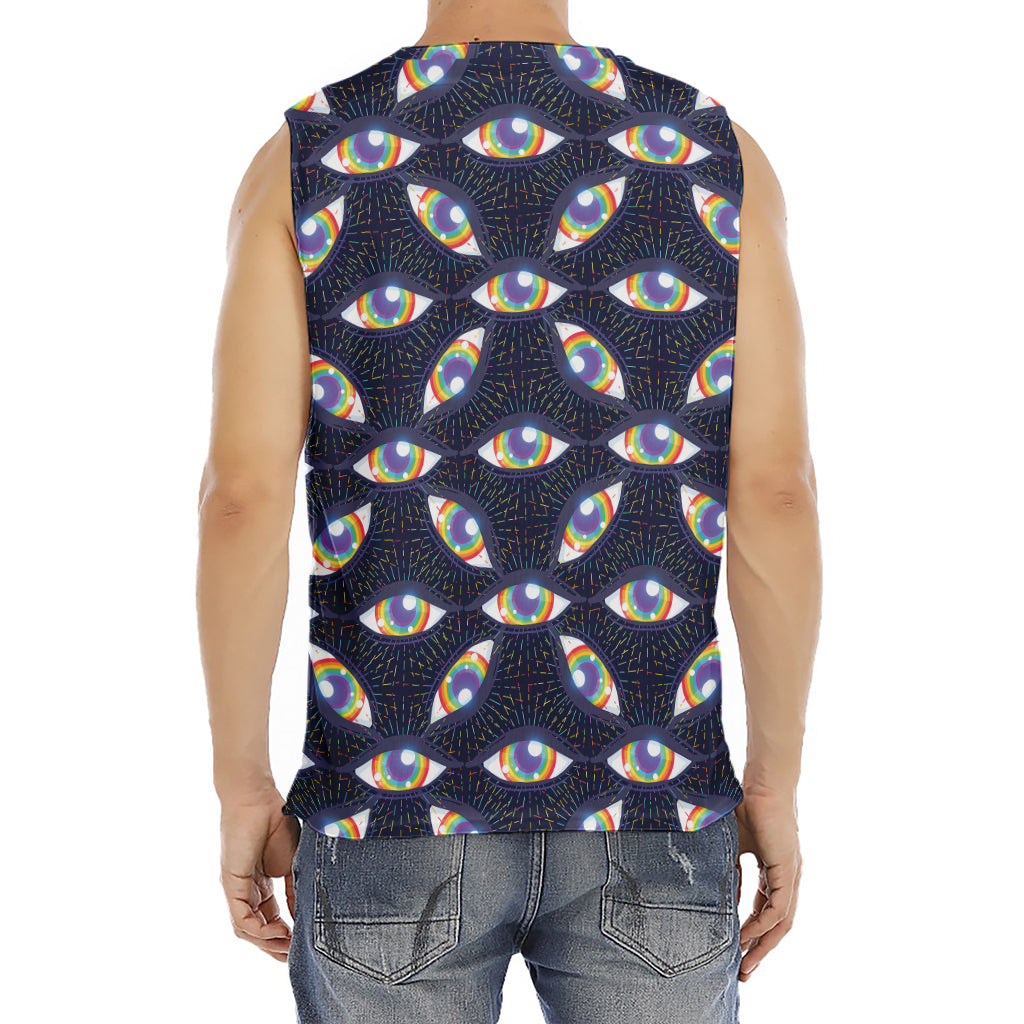 LGBT Pride Rainbow Eyes Pattern Print Men's Fitness Tank Top