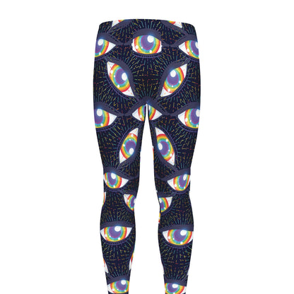 LGBT Pride Rainbow Eyes Pattern Print Men's leggings