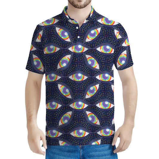 LGBT Pride Rainbow Eyes Pattern Print Men's Polo Shirt