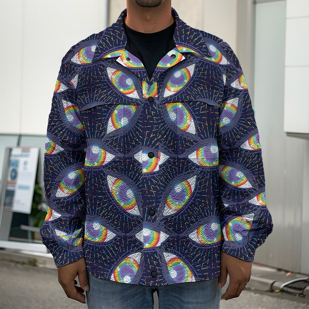 LGBT Pride Rainbow Eyes Pattern Print Men's Shirt Jacket