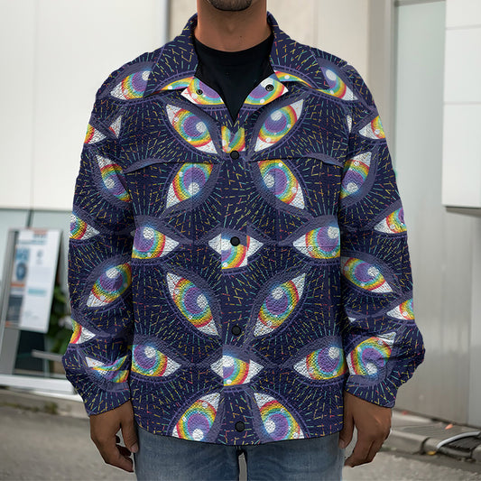 LGBT Pride Rainbow Eyes Pattern Print Men's Shirt Jacket