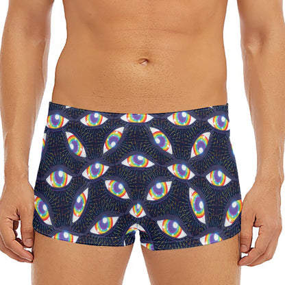 LGBT Pride Rainbow Eyes Pattern Print Men's Short Boxer Briefs