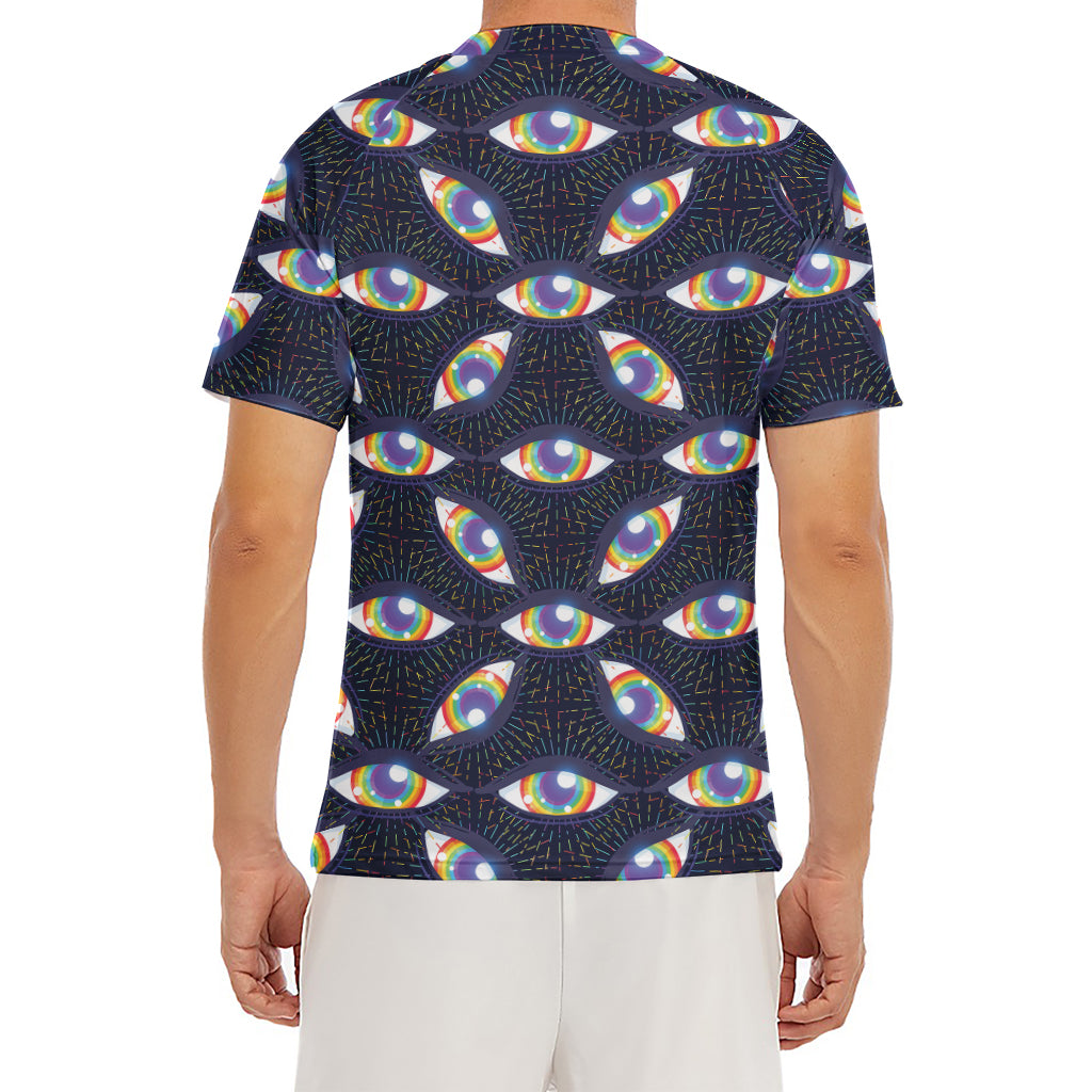 LGBT Pride Rainbow Eyes Pattern Print Men's Short Sleeve Rash Guard