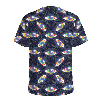 LGBT Pride Rainbow Eyes Pattern Print Men's Sports T-Shirt