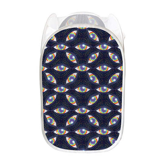 LGBT Pride Rainbow Eyes Pattern Print Mesh Laundry Hamper