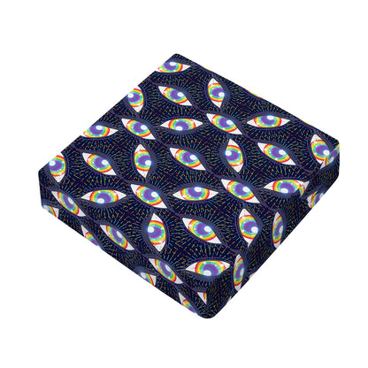 LGBT Pride Rainbow Eyes Pattern Print Outdoor Seat Cushion Cover