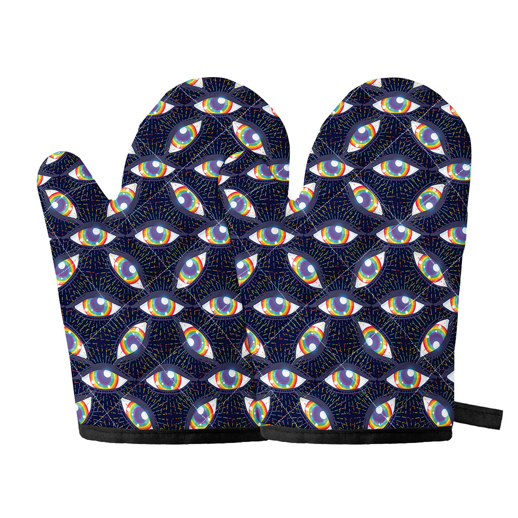 LGBT Pride Rainbow Eyes Pattern Print Oven Mitts