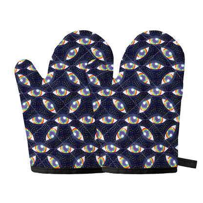 LGBT Pride Rainbow Eyes Pattern Print Oven Mitts