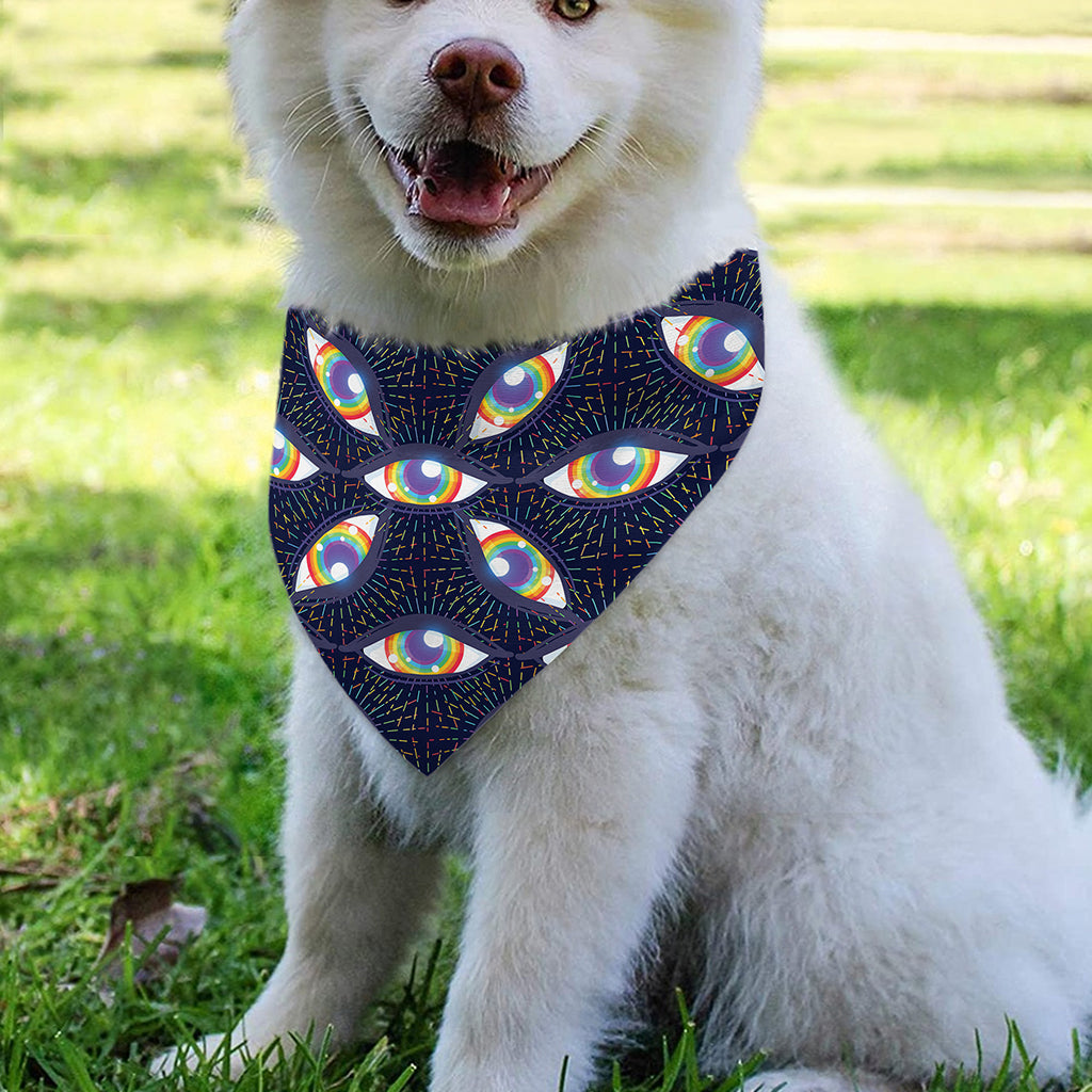 LGBT Pride Rainbow Eyes Pattern Print Over The Collar Dog Bandana