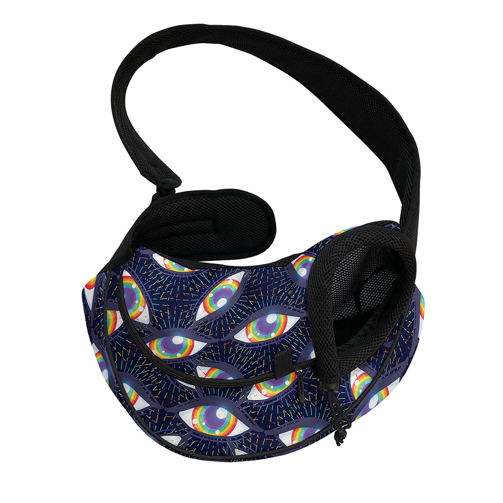 LGBT Pride Rainbow Eyes Pattern Print Pet Sling Carrier