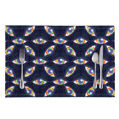 LGBT Pride Rainbow Eyes Pattern Print Placemat