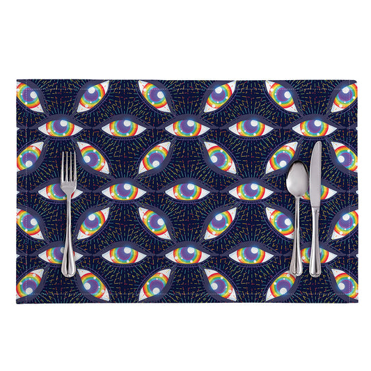 LGBT Pride Rainbow Eyes Pattern Print Placemat