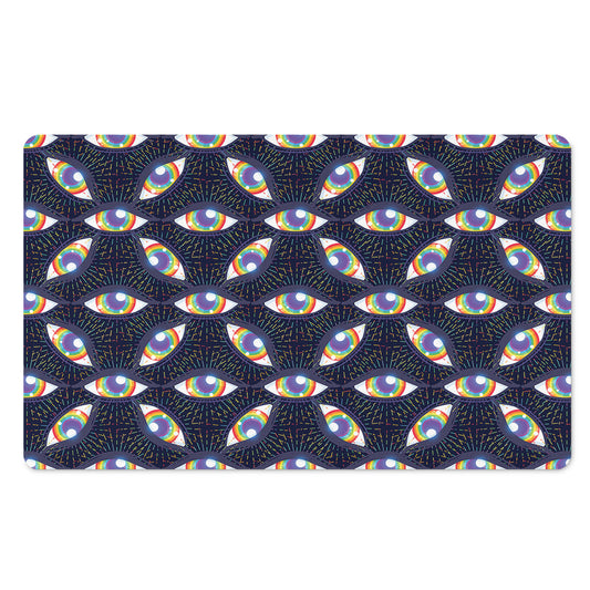 LGBT Pride Rainbow Eyes Pattern Print Polyester Doormat