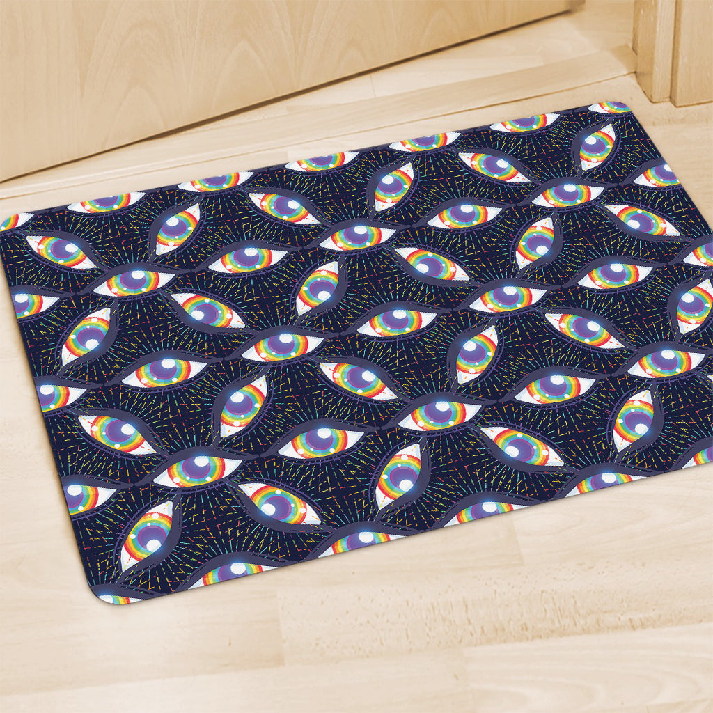 LGBT Pride Rainbow Eyes Pattern Print Polyester Doormat