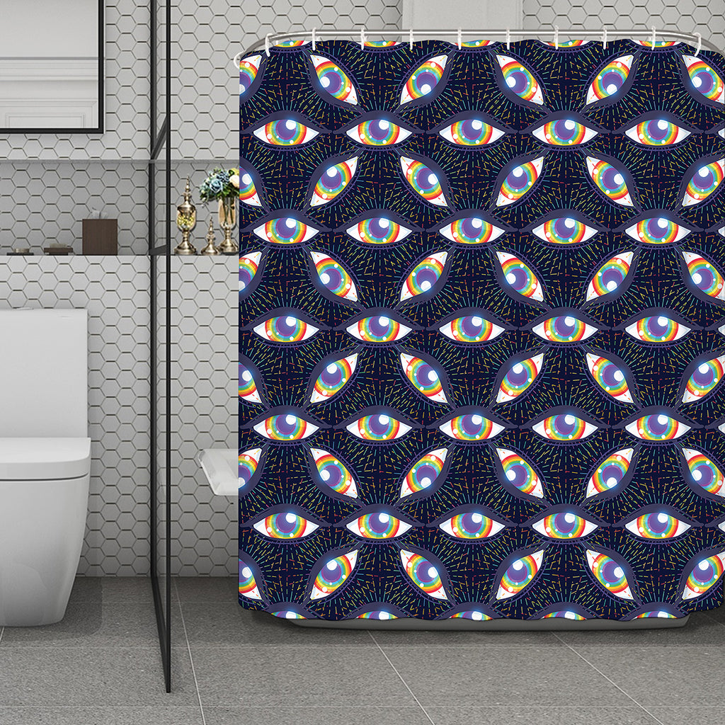 LGBT Pride Rainbow Eyes Pattern Print Polyester Shower Curtain