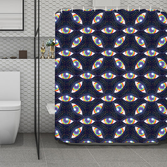 LGBT Pride Rainbow Eyes Pattern Print Polyester Shower Curtain