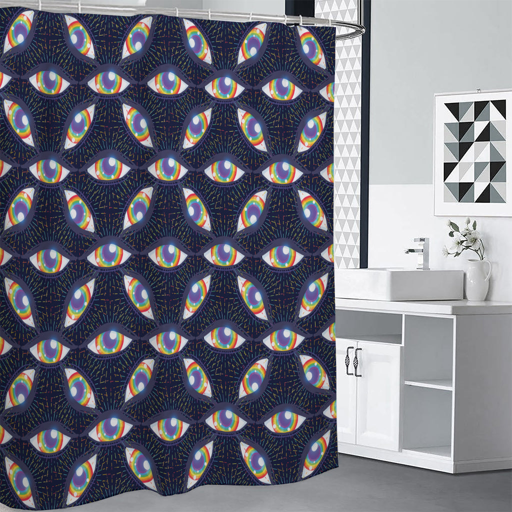 LGBT Pride Rainbow Eyes Pattern Print Premium Shower Curtain