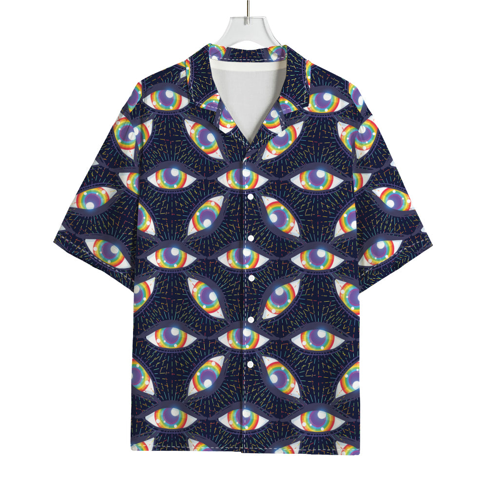 LGBT Pride Rainbow Eyes Pattern Print Rayon Hawaiian Shirt